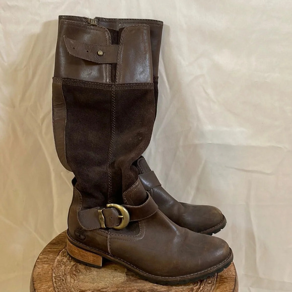 Timberland Shoes - Women’s Timberland tall brown moto boots 6